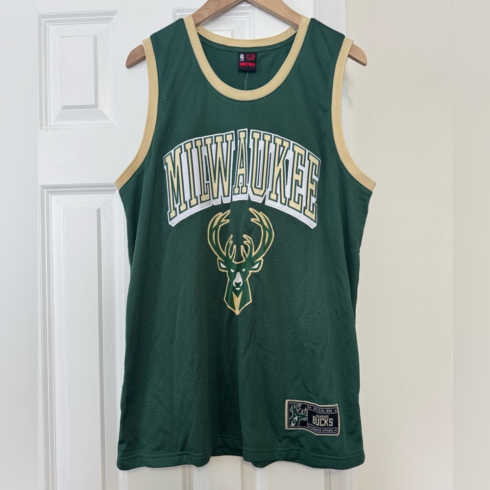 NBA Milwaukee Bucks Green and Cream Jersey